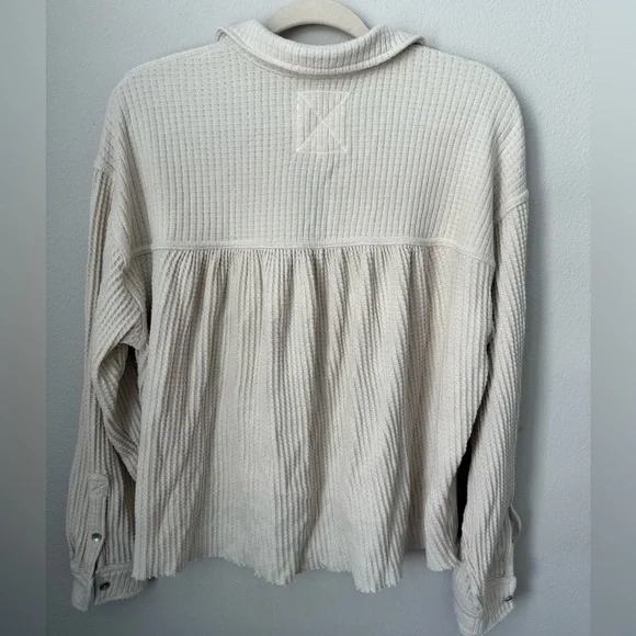 Aerie Waffle Knit Oversized Cropped Shacket Small - Picture 6 of 8